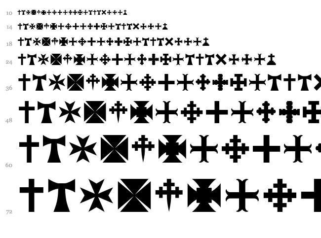 RTA Cross font waterfall